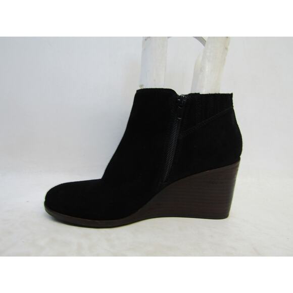 Lucky Brand Womens Size 8 M Black Suede Wedge Ankle Fashion Boots Bootie - Picture 2 of 11